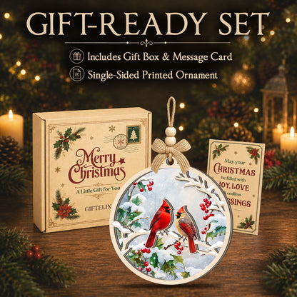 Cardinal Gift for Grandparents Mom Dad Family – 2 Layer Ornament — view 6