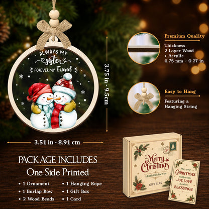 Sisters Christmas Ornament – 2 Layer Ornament — view 2