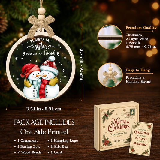 Sisters Christmas Ornament – 2 Layer Ornament — view 2