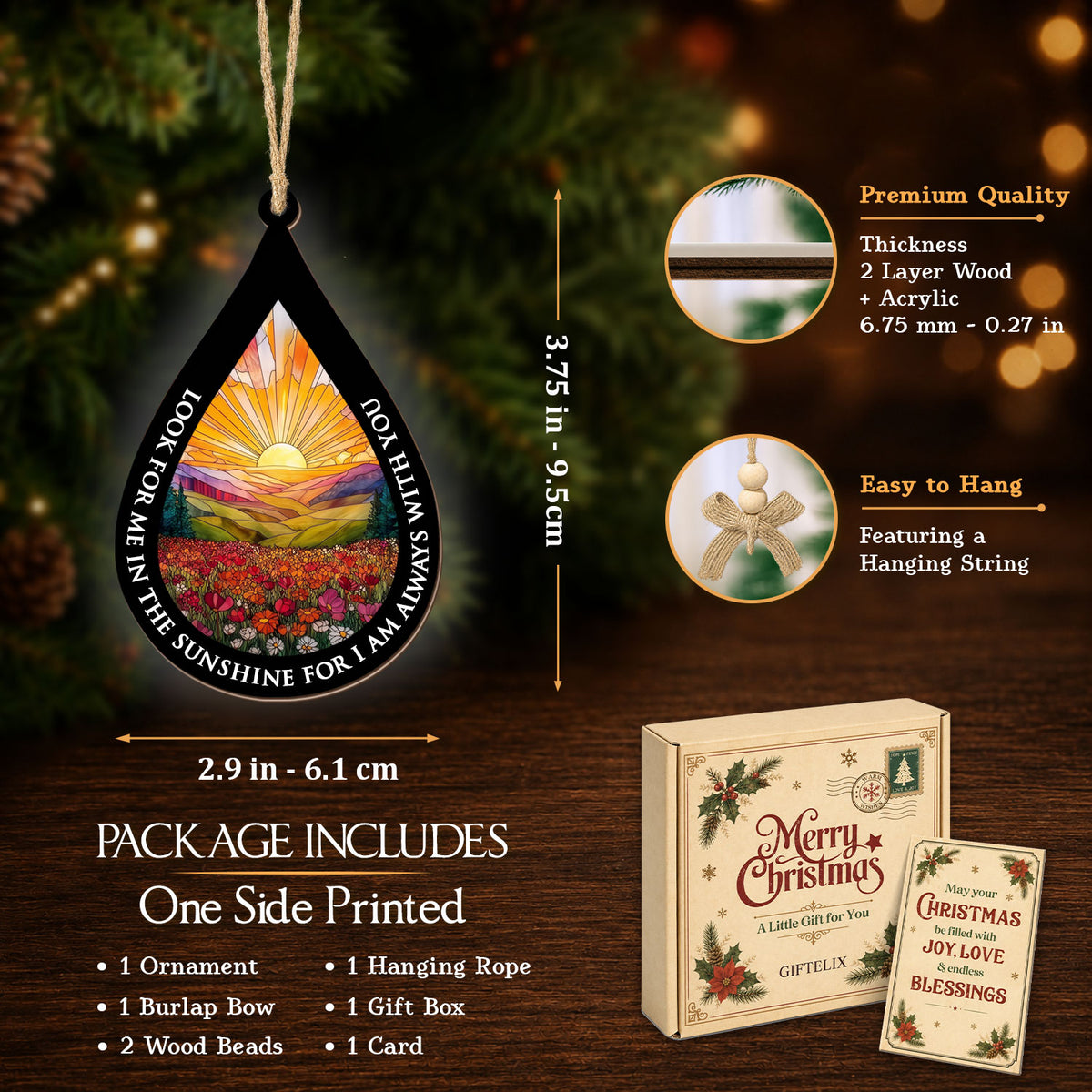 2 Layered Ornament – Look For Me In The Sunshine — view 2