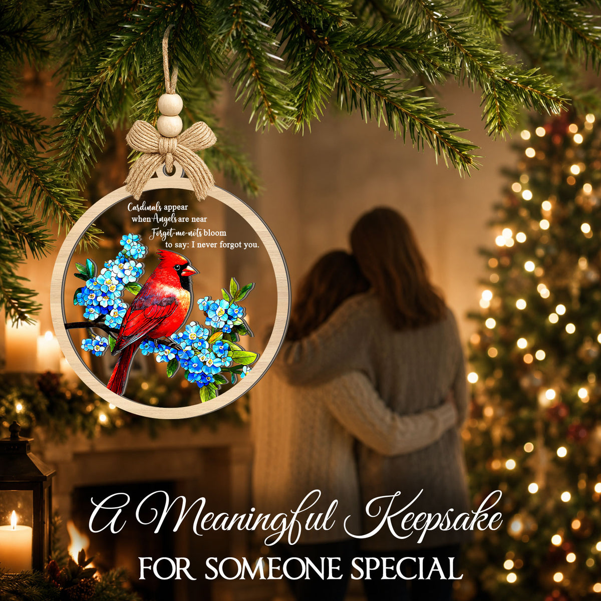 Cardinal Memorial Sympathy Gift – 2 Layer Ornament — view 4