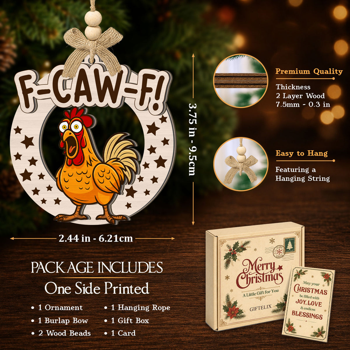 Funny Christmas Ornaments for Adults – 2 Layer Ornament — view 2