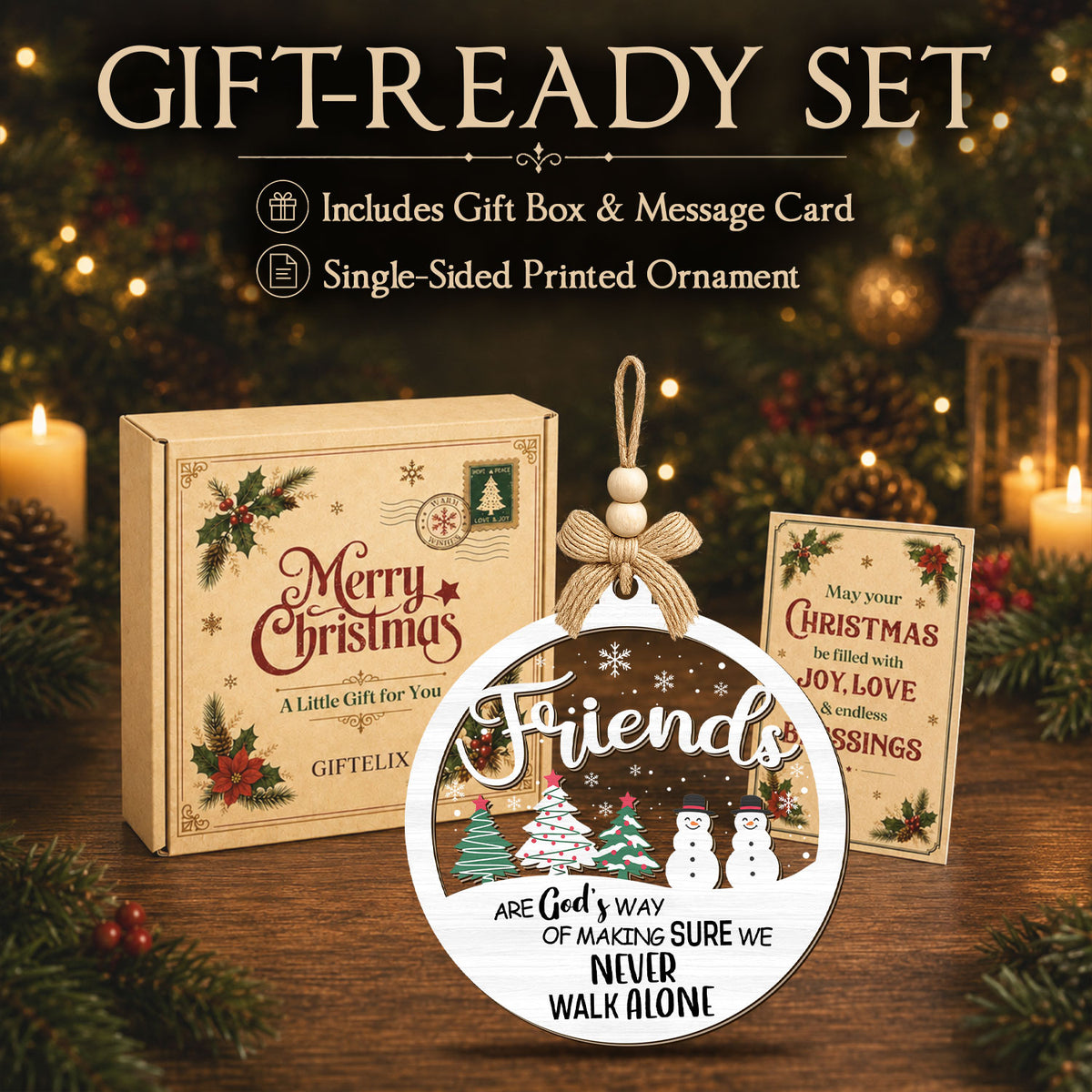 Christmas Gift for Women Sisters BFF Soulmate – 2 Layer Ornament — view 6