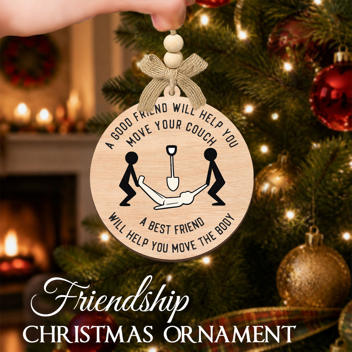 Christmas Birthday Gift for Best Friends – 2 Layer Wooden Ornament — view 3