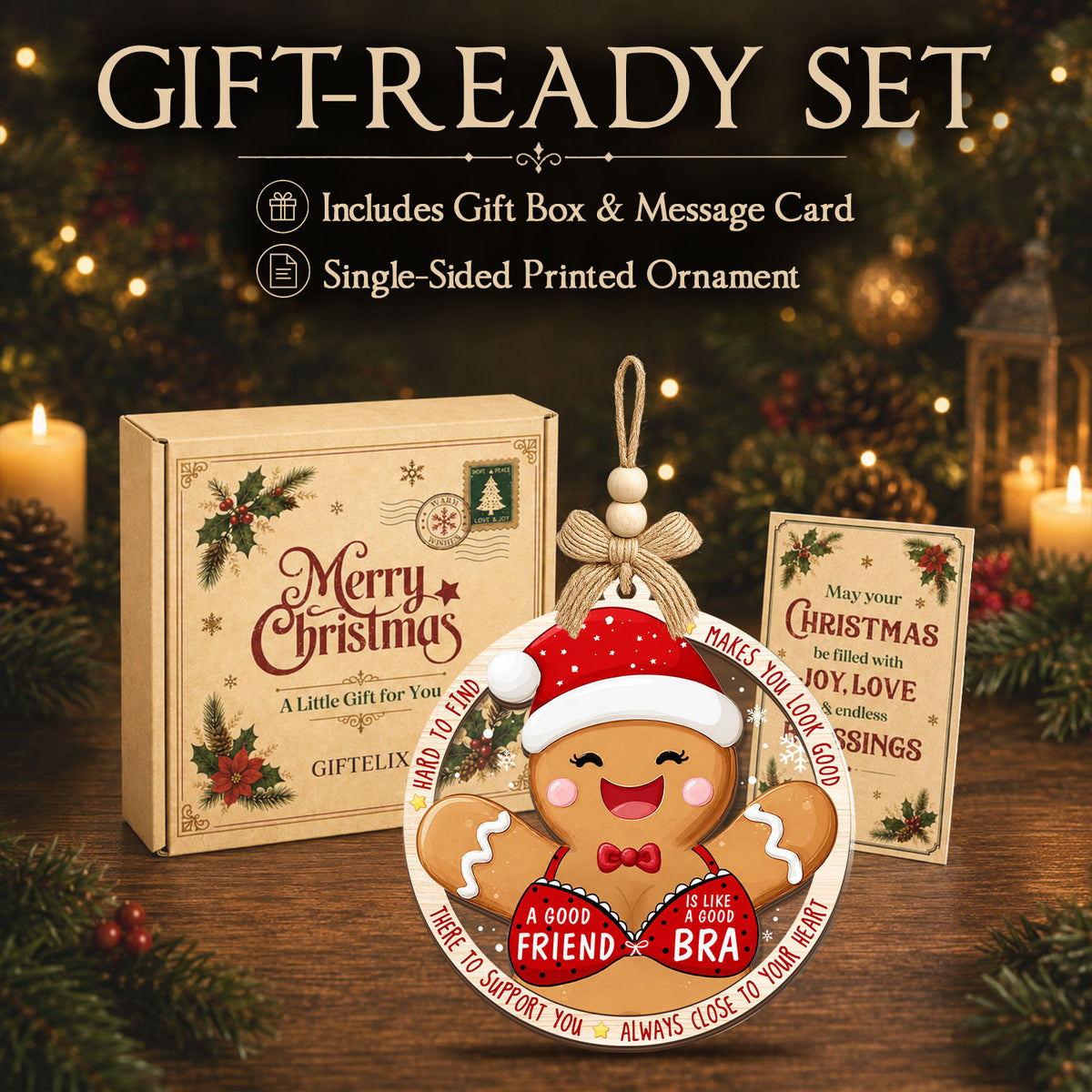 Christmas Birthday Gift for Best Friends – 2 Layer Ornament — view 6