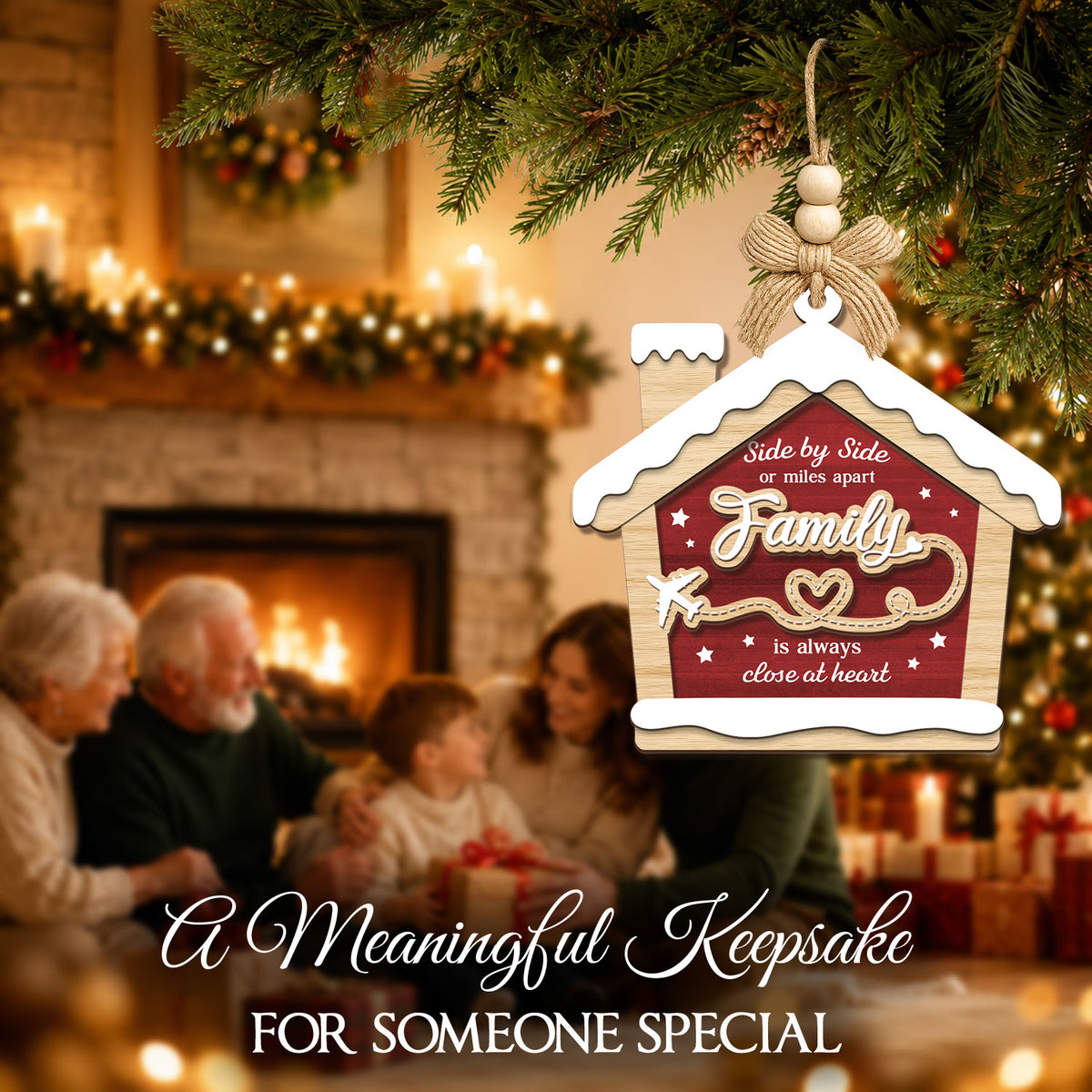 Family Christmas Gift – 2 Layer Wooden Ornament — view 4