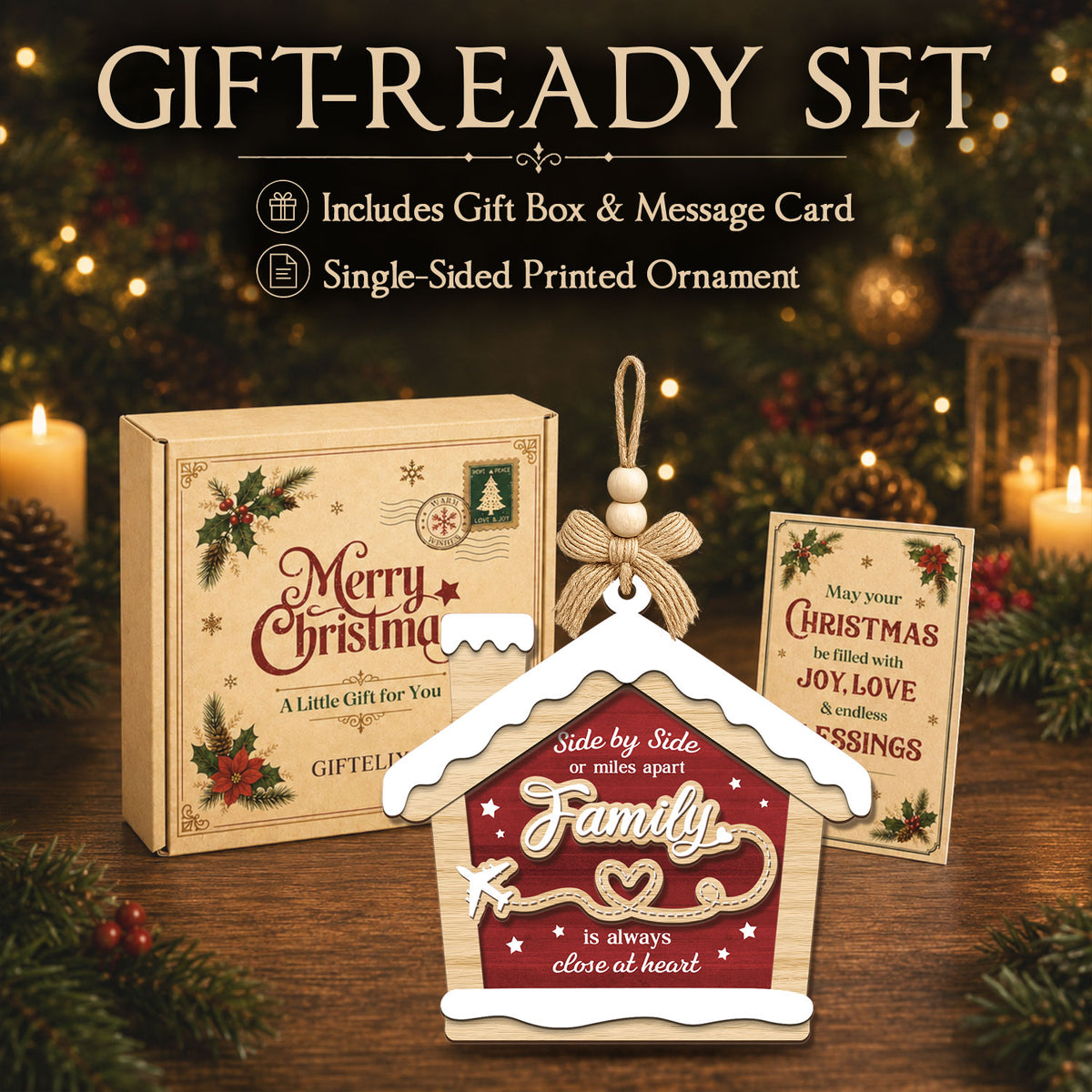 Family Christmas Gift – 2 Layer Wooden Ornament — view 6