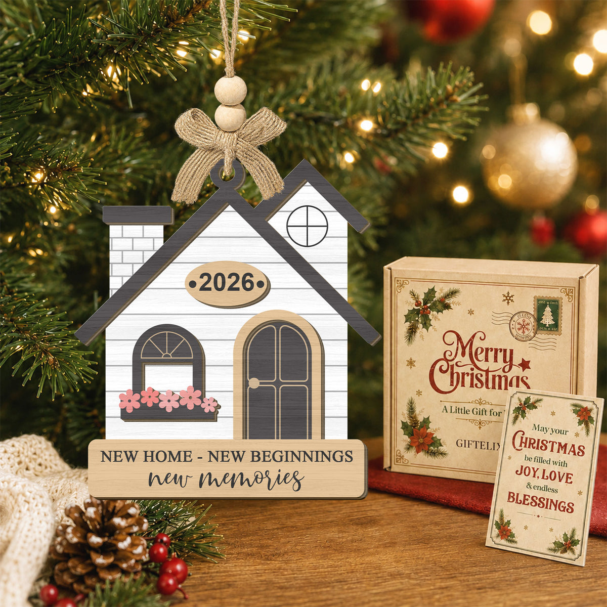 Family Christmas Gift – 2 Layer Wooden Ornament