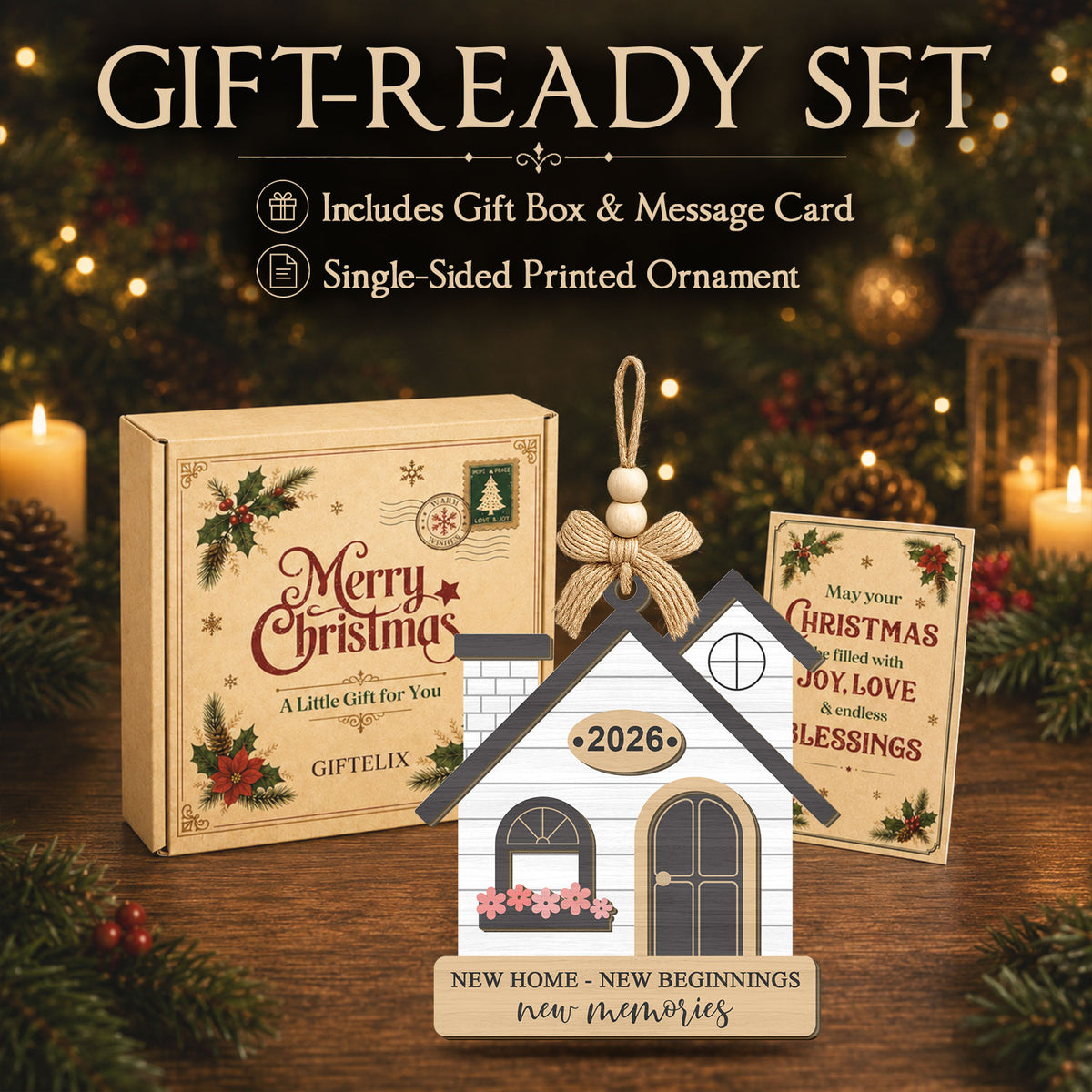 Family Christmas Gift – 2 Layer Wooden Ornament — view 6