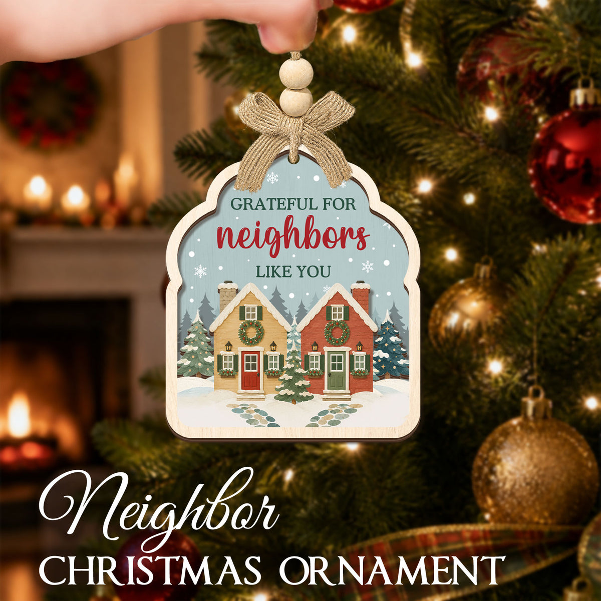 Neighbor Christmas Gift 2026 – 2 Layer Wooden Ornament — view 3