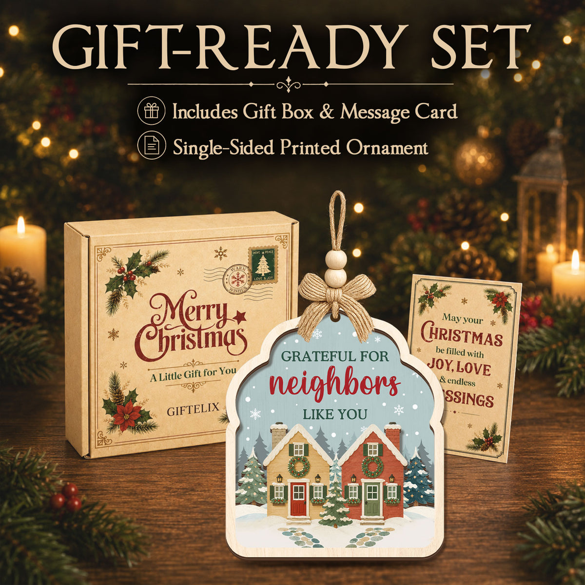 Neighbor Christmas Gift 2026 – 2 Layer Wooden Ornament — view 6